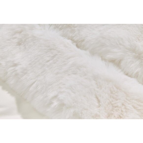 Women's Moto Style Cropped Faux Fur Leather Belted Biker Coat Zip Up White - Picture 5 of 9